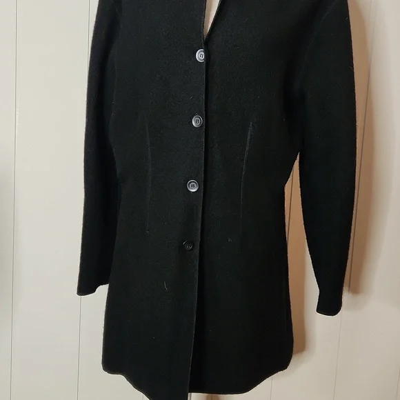 Vintage 90's black wool longline fitted whismigoth closet staple coat.